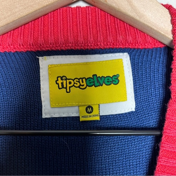 Tipsy Elves Men Sweater Medium Christmas Beer Keg Santa Elves Holiday Ugly - Picture 6 of 10